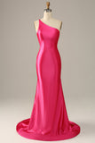 Fuchsia One Shoulder Mermaid Ball Dress