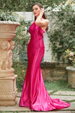 Fuchsia One Shoulder Mermaid Ball Dress