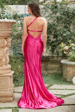 Fuchsia One Shoulder Mermaid Ball Dress
