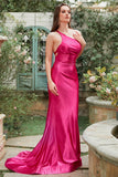 Fuchsia One Shoulder Mermaid Ball Dress