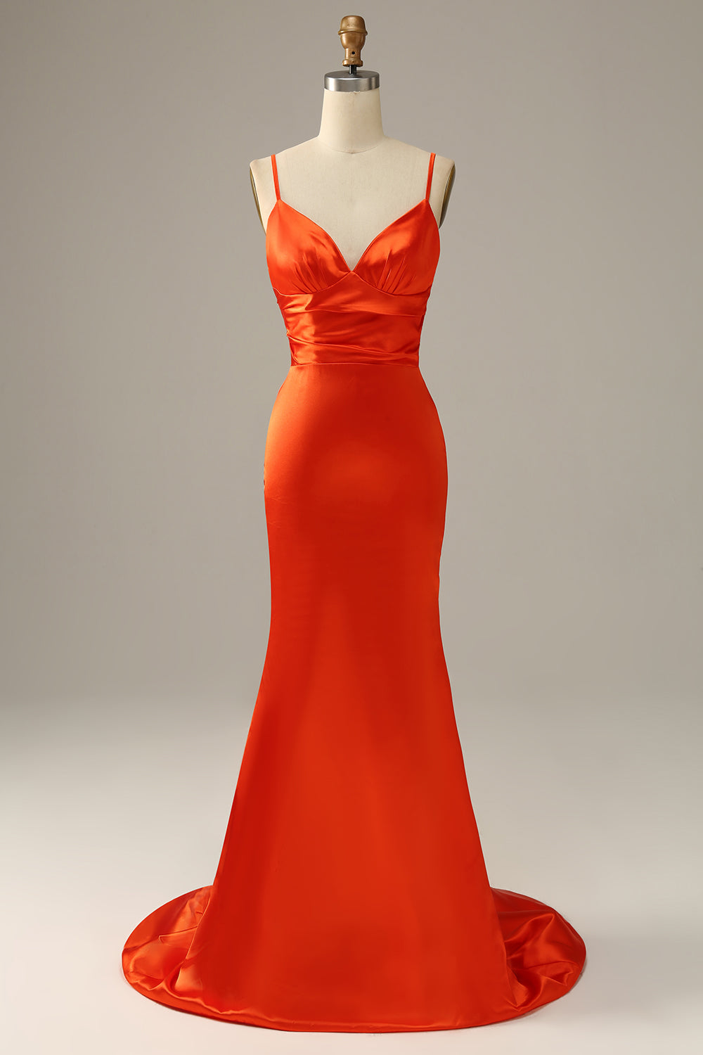 Orange Spaghetti Straps Mermaid Ball Dress