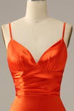 Orange Spaghetti Straps Mermaid Ball Dress