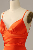 Orange Spaghetti Straps Mermaid Ball Dress