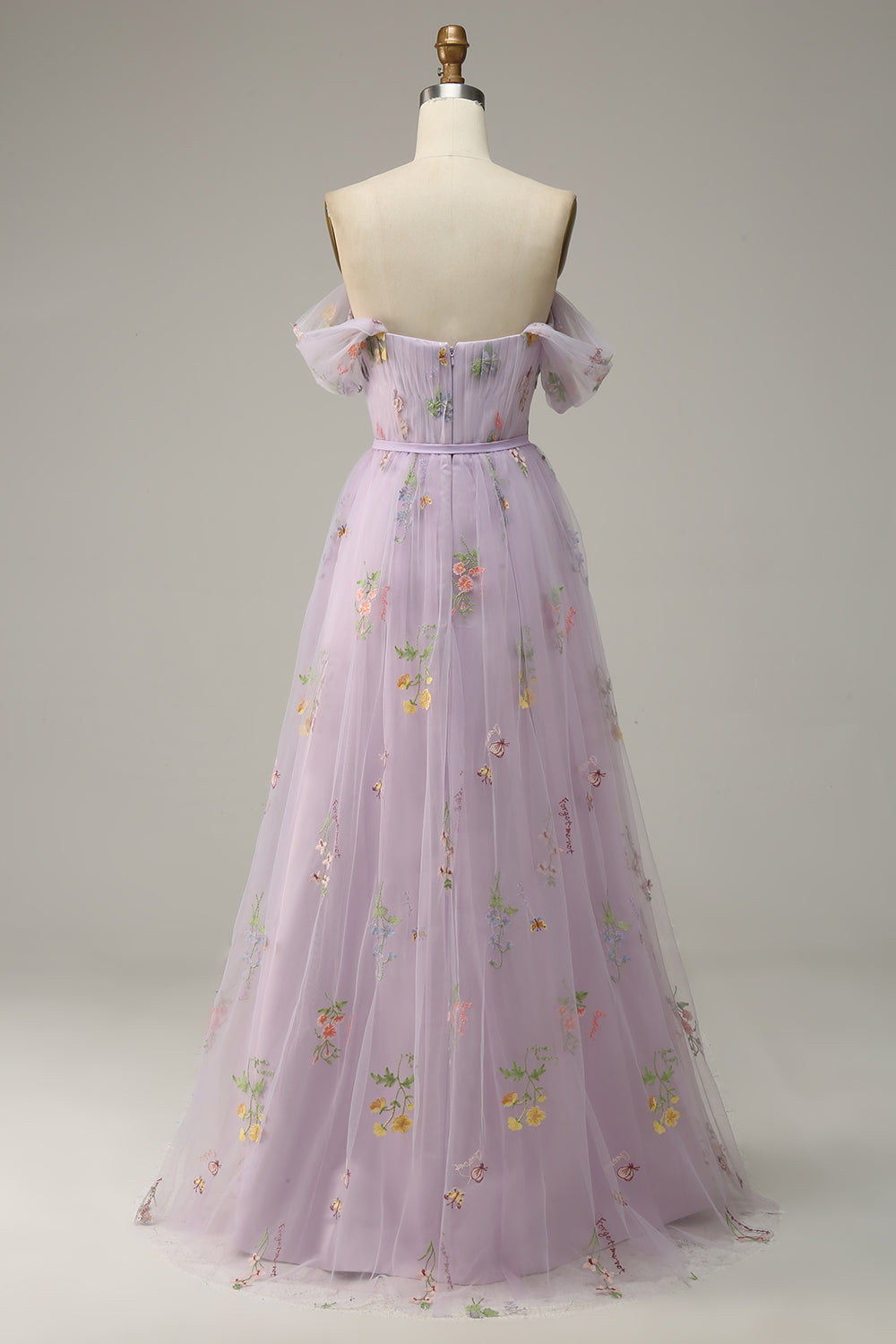 Lavender A Line Tulle Off Shoulder Ball Dress