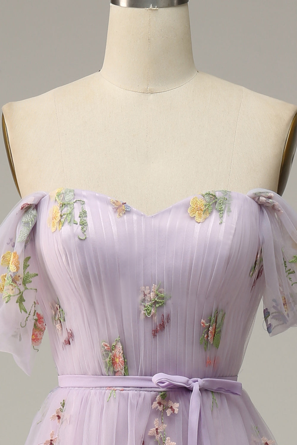 Lavender A Line Tulle Off Shoulder Ball Dress