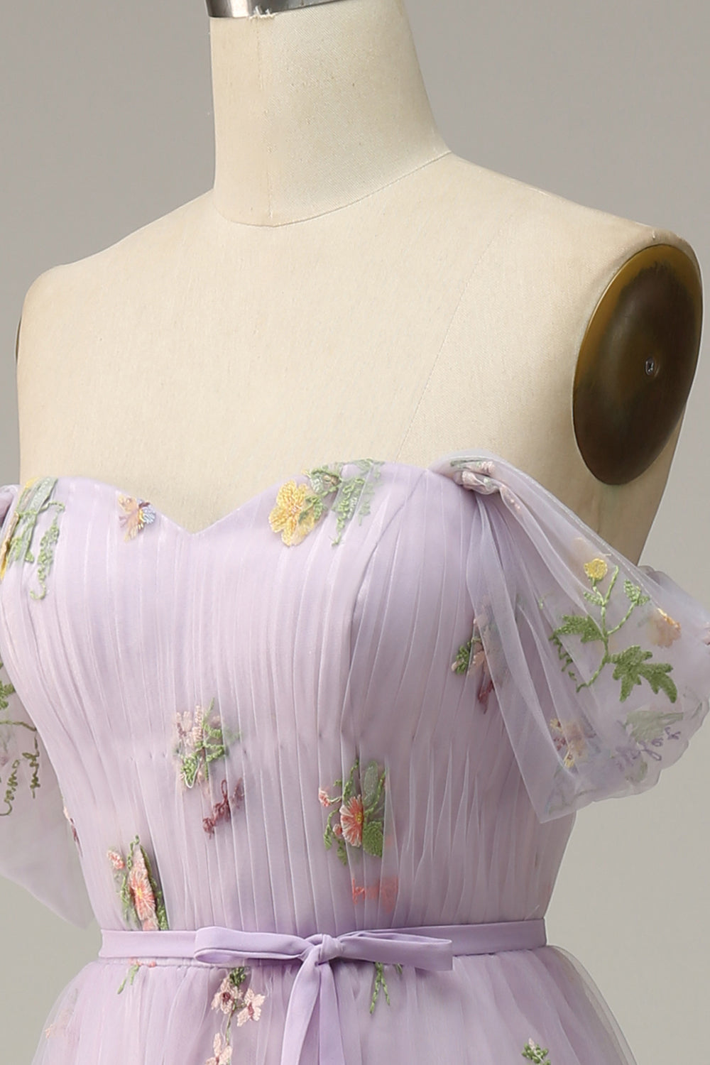 Lavender A Line Tulle Off Shoulder Ball Dress