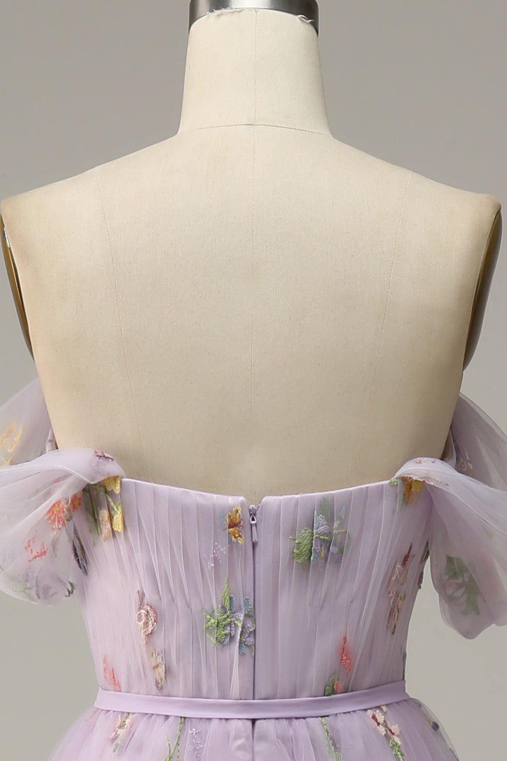 Lavender A Line Tulle Off Shoulder Ball Dress
