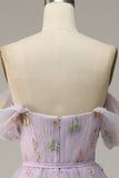 Lavender A Line Tulle Off Shoulder Ball Dress