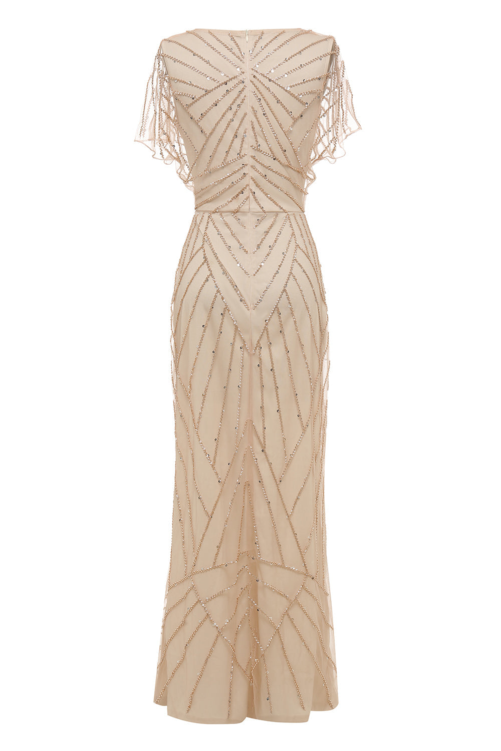 Light Khaki Sheath V Neck Mother of the Bride Dress with Beading