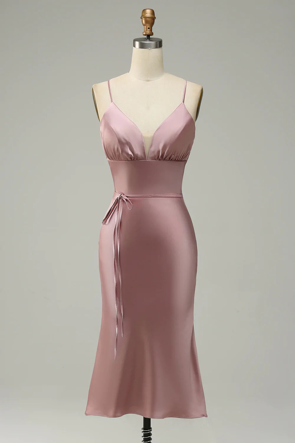 Mermaid Spaghetti Straps Satin Wedding Guest Dress