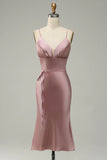 Mermaid Spaghetti Straps Satin Wedding Guest Dress