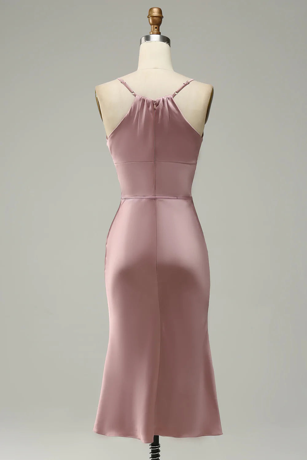 Mermaid Spaghetti Straps Satin Wedding Guest Dress