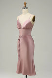 Mermaid Spaghetti Straps Satin Wedding Guest Dress