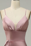 Mermaid Spaghetti Straps Satin Wedding Guest Dress
