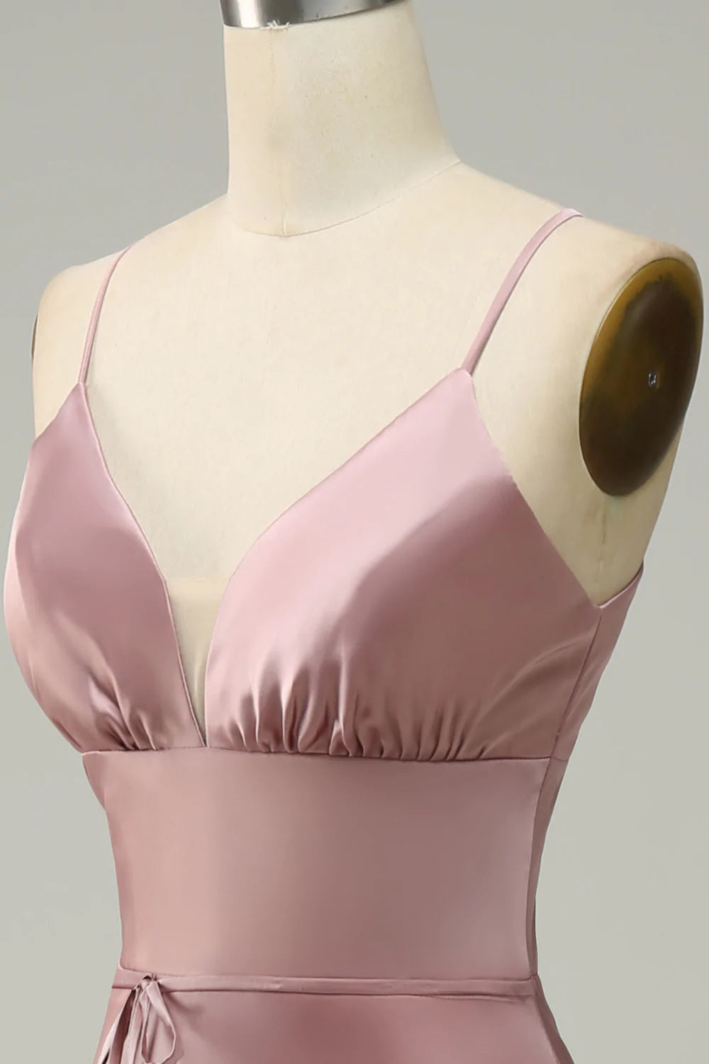 Mermaid Spaghetti Straps Satin Wedding Guest Dress
