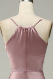 Mermaid Spaghetti Straps Satin Wedding Guest Dress
