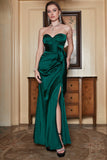 Sheath Sweetheart Dark Green Long Ball Dress with Split Front
