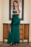 Sheath Sweetheart Dark Green Long Ball Dress with Split Front