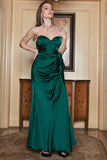 Sheath Sweetheart Dark Green Long Ball Dress with Split Front