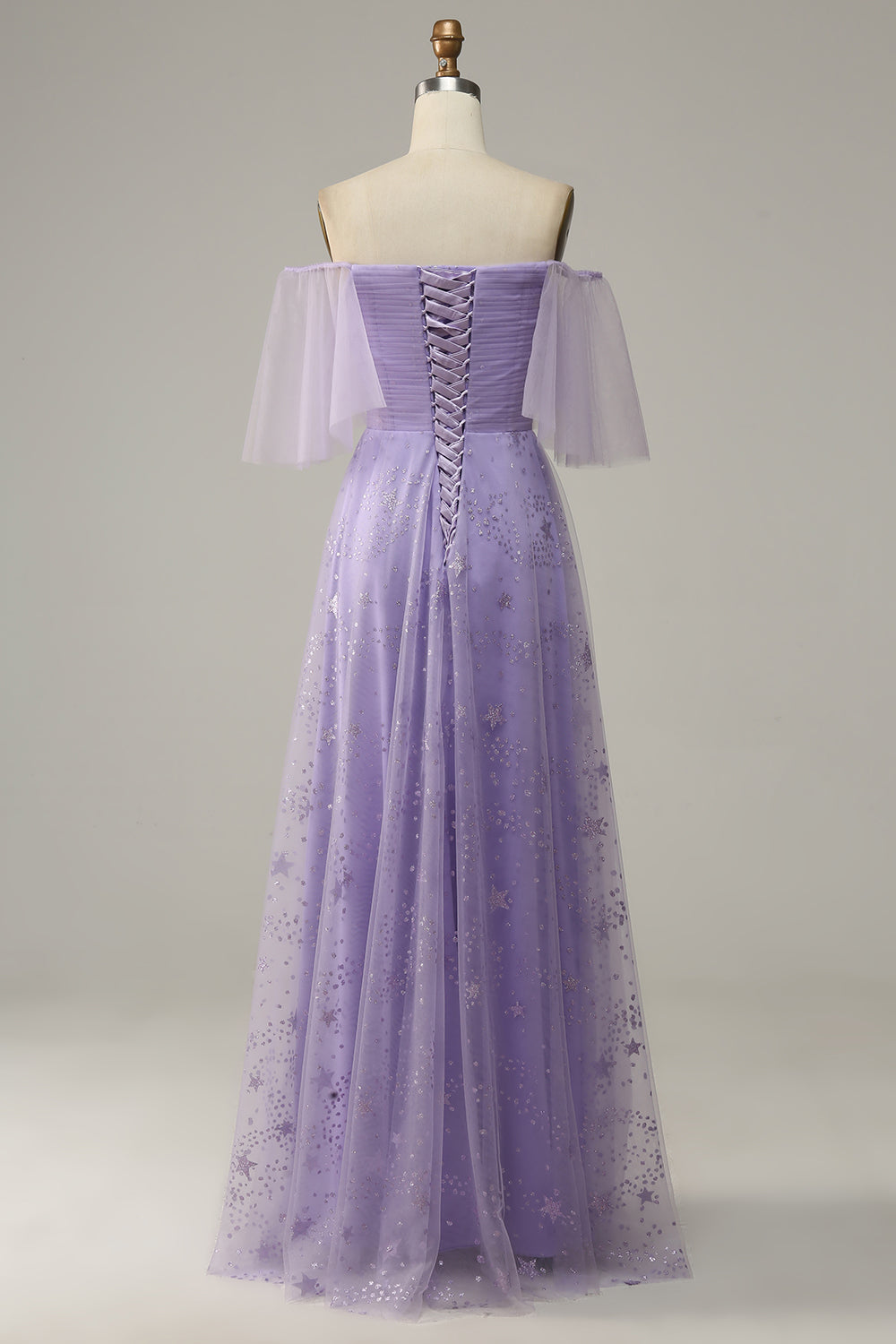 Purple A Line Off The Shoulder Ball Dress with Ruffles