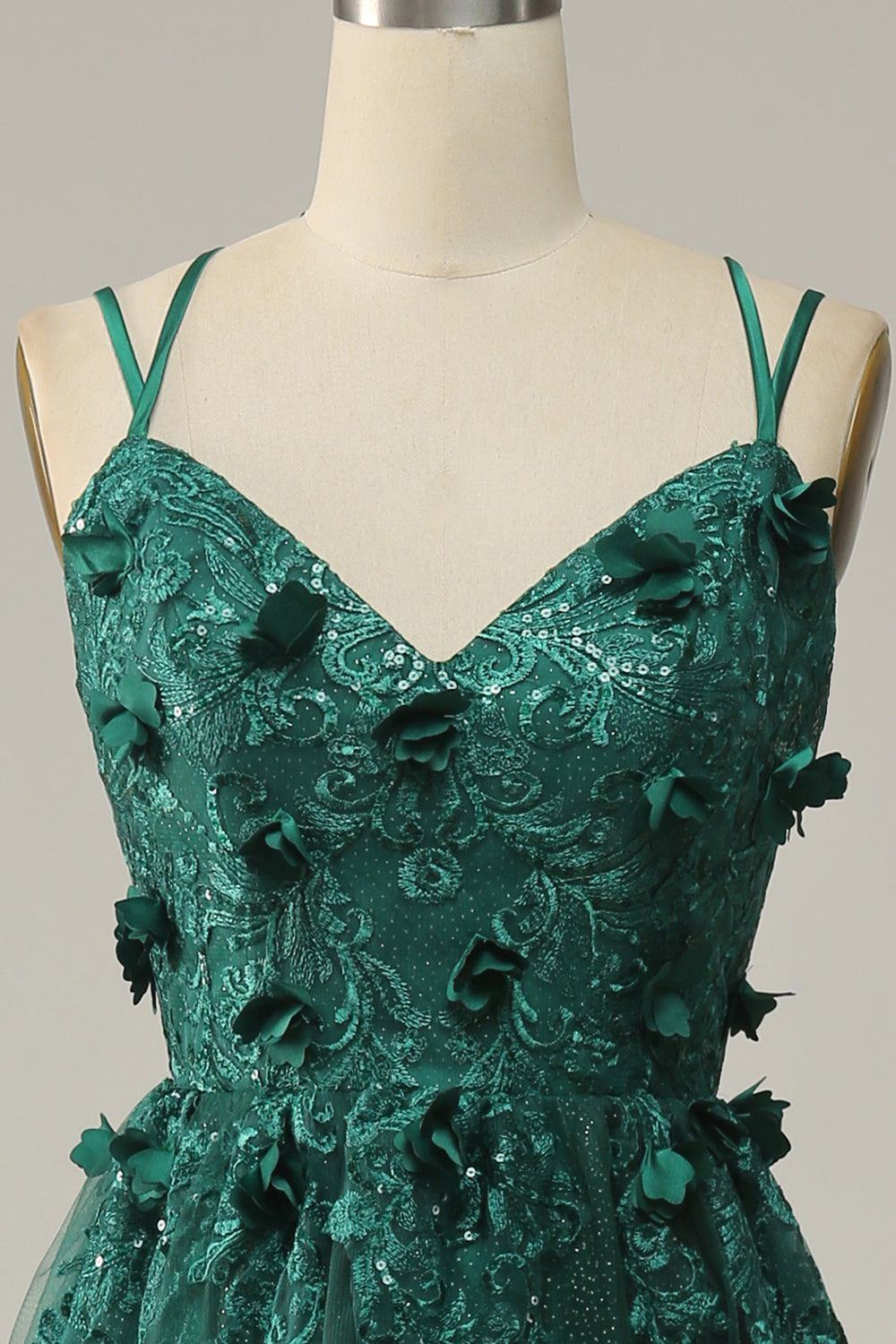 Dark Green A Line Floor Length Tulle Ball Dress with Slit