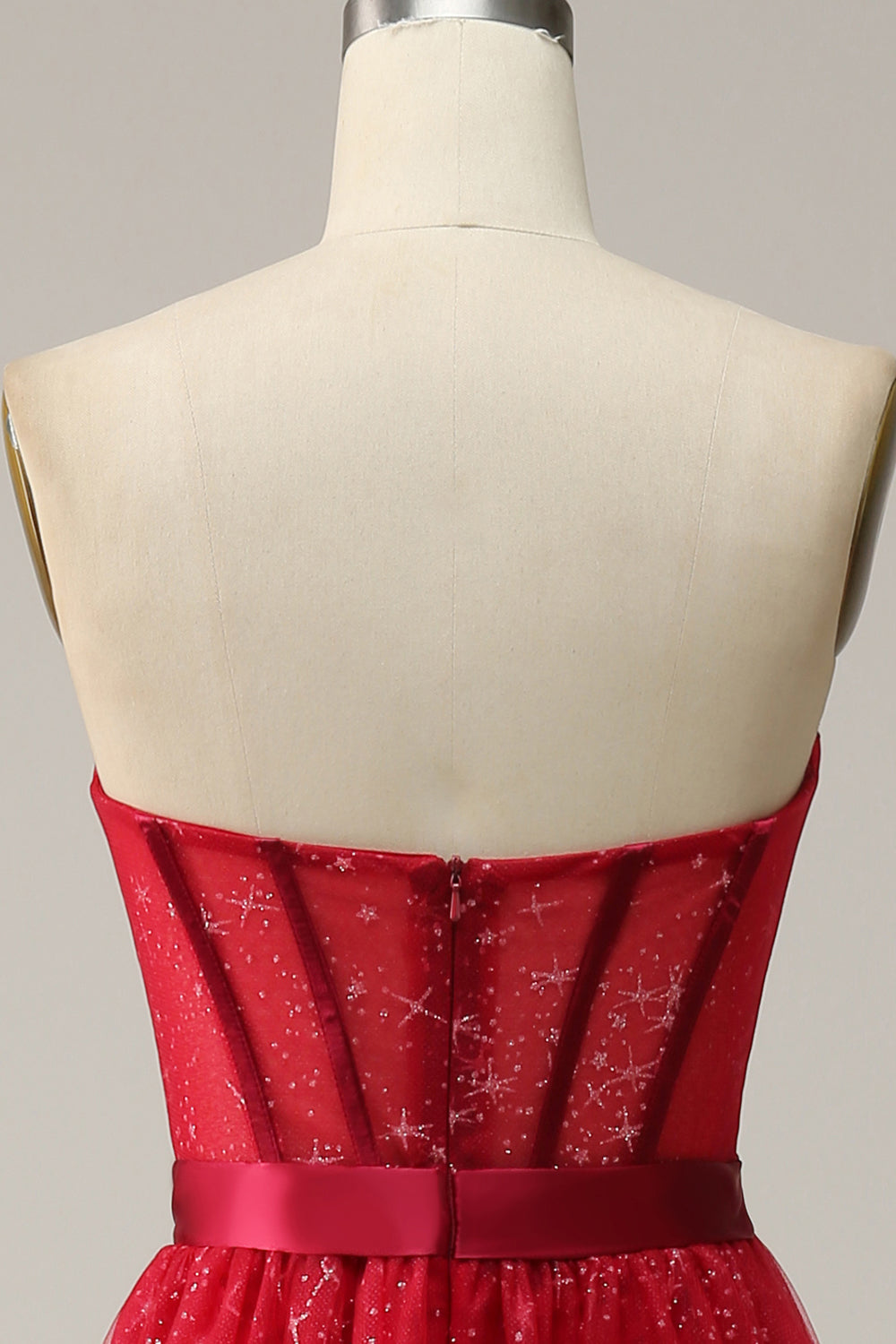 Red Strapless Sweetheart Tulle Corset Ball Dress