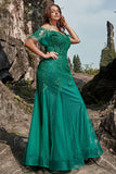 Mermaid Off the Shoulder Dark Green Plus Size Ball Dress with Appliques