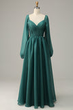 Off Shoulder Long Sleeves Ball Dress with Ruffles