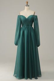 Off Shoulder Long Sleeves Ball Dress with Ruffles