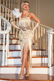 Champagne Spaghetti Straps Gatsby Fringed 1920s Flapper Dress