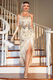 Champagne Spaghetti Straps Gatsby Fringed 1920s Flapper Dress