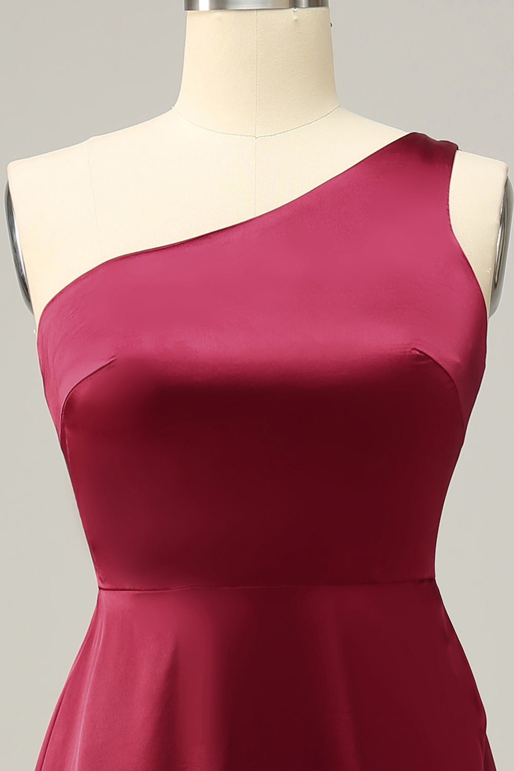 Burgundy Plus Size One Shoulder Long Bridesmaid Dress