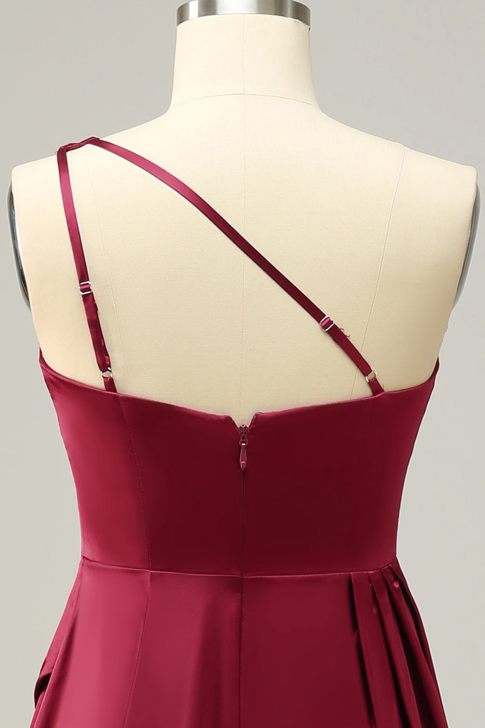 Burgundy Plus Size One Shoulder Long Bridesmaid Dress