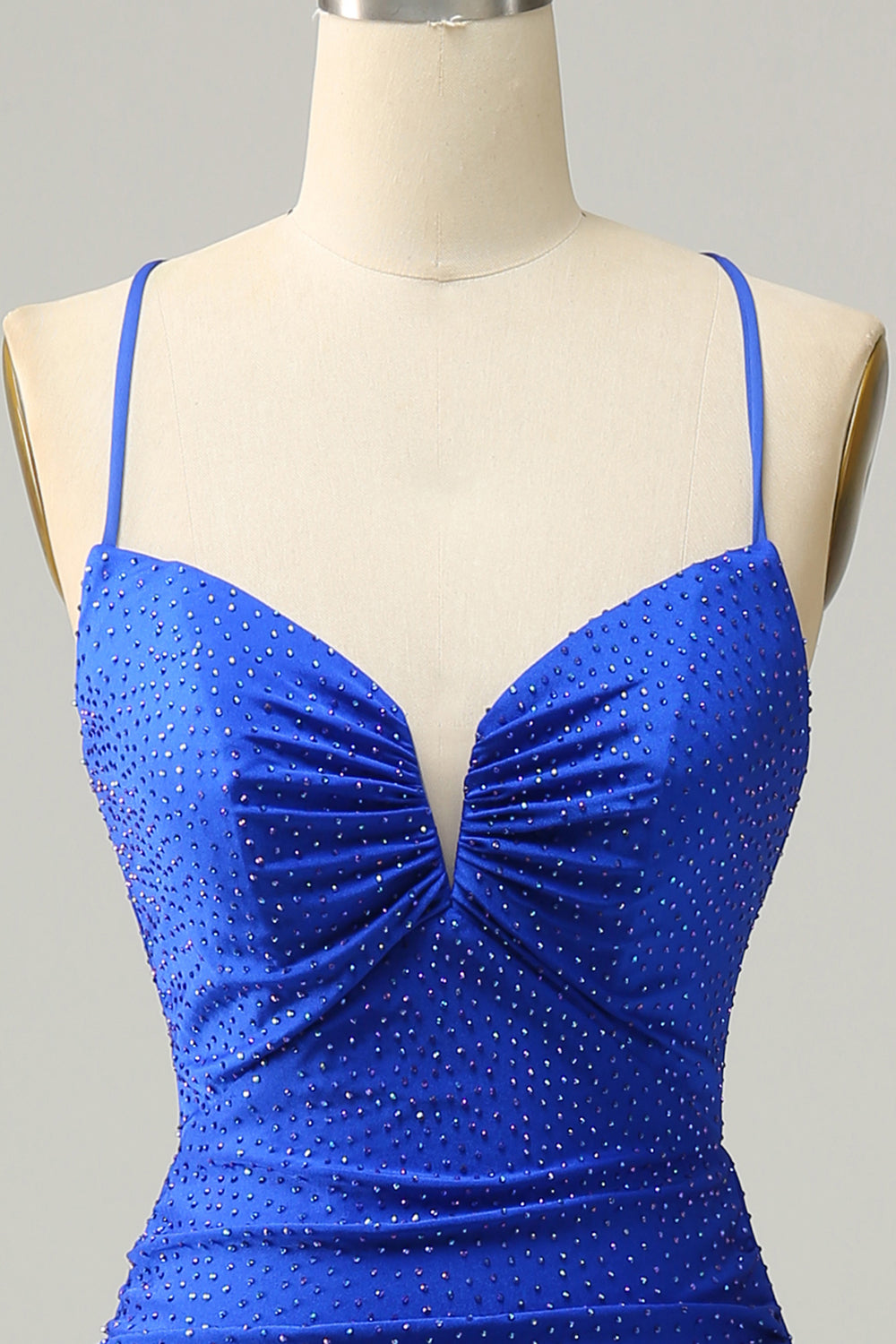 Mermaid Spaghetti Straps Royal Blue Long Ball Dress with Beading