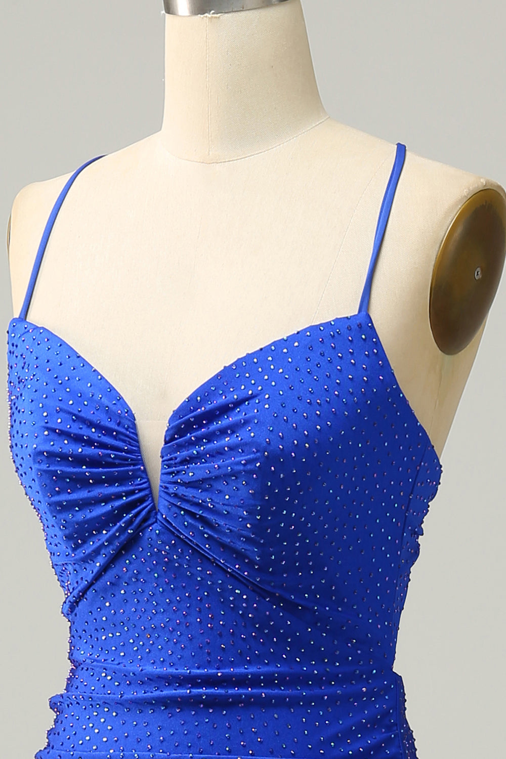 Mermaid Spaghetti Straps Royal Blue Long Ball Dress with Beading