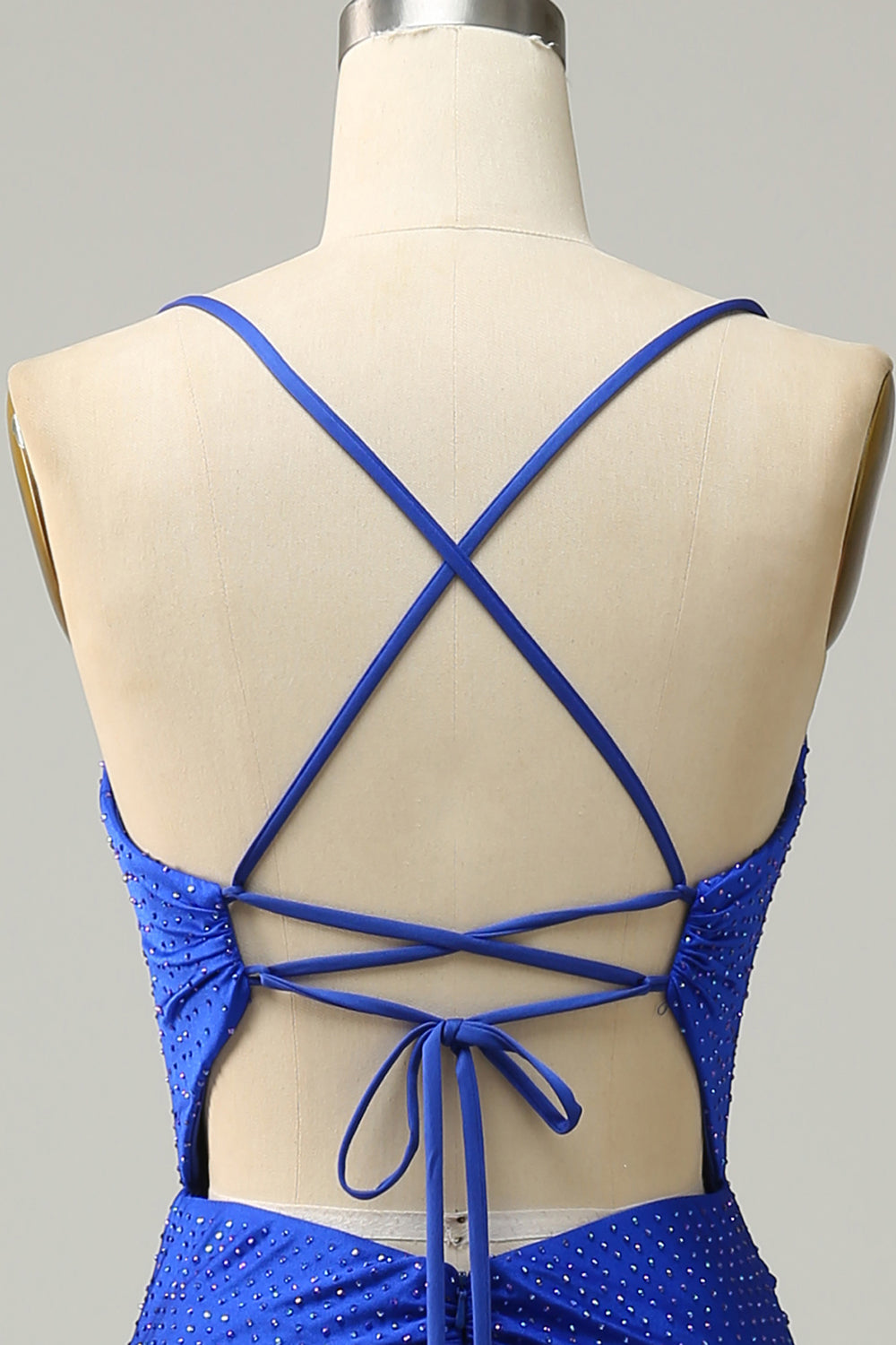 Mermaid Spaghetti Straps Royal Blue Long Ball Dress with Beading