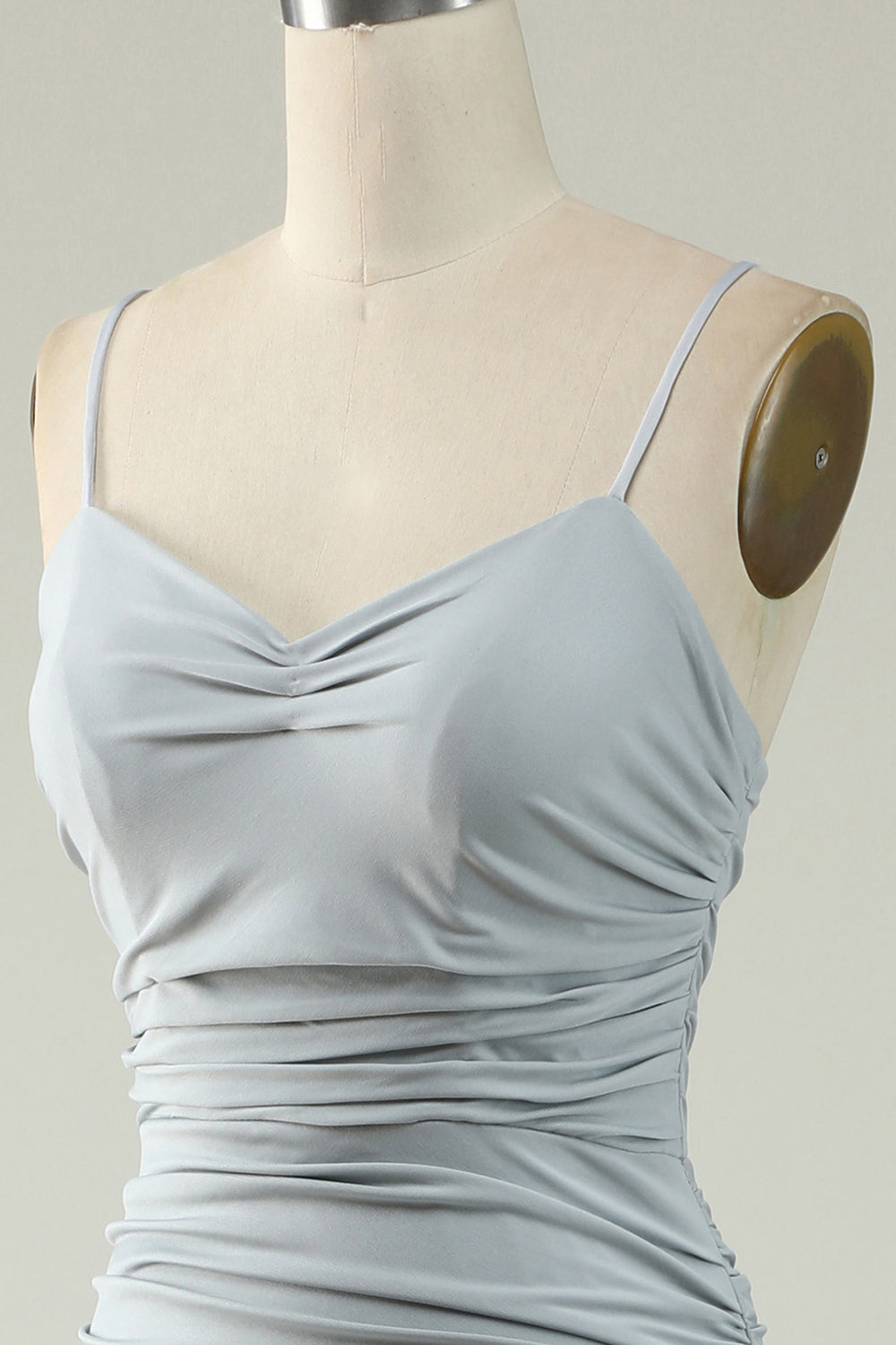 Mermaid Spaghetti Straps Grey Plus Size Ball Dress with Criss Cross Back