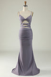 Mermaid Spaghetti Straps Black Plus Size Ball Dress with Keyhole