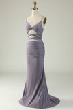Mermaid Spaghetti Straps Black Plus Size Ball Dress with Keyhole