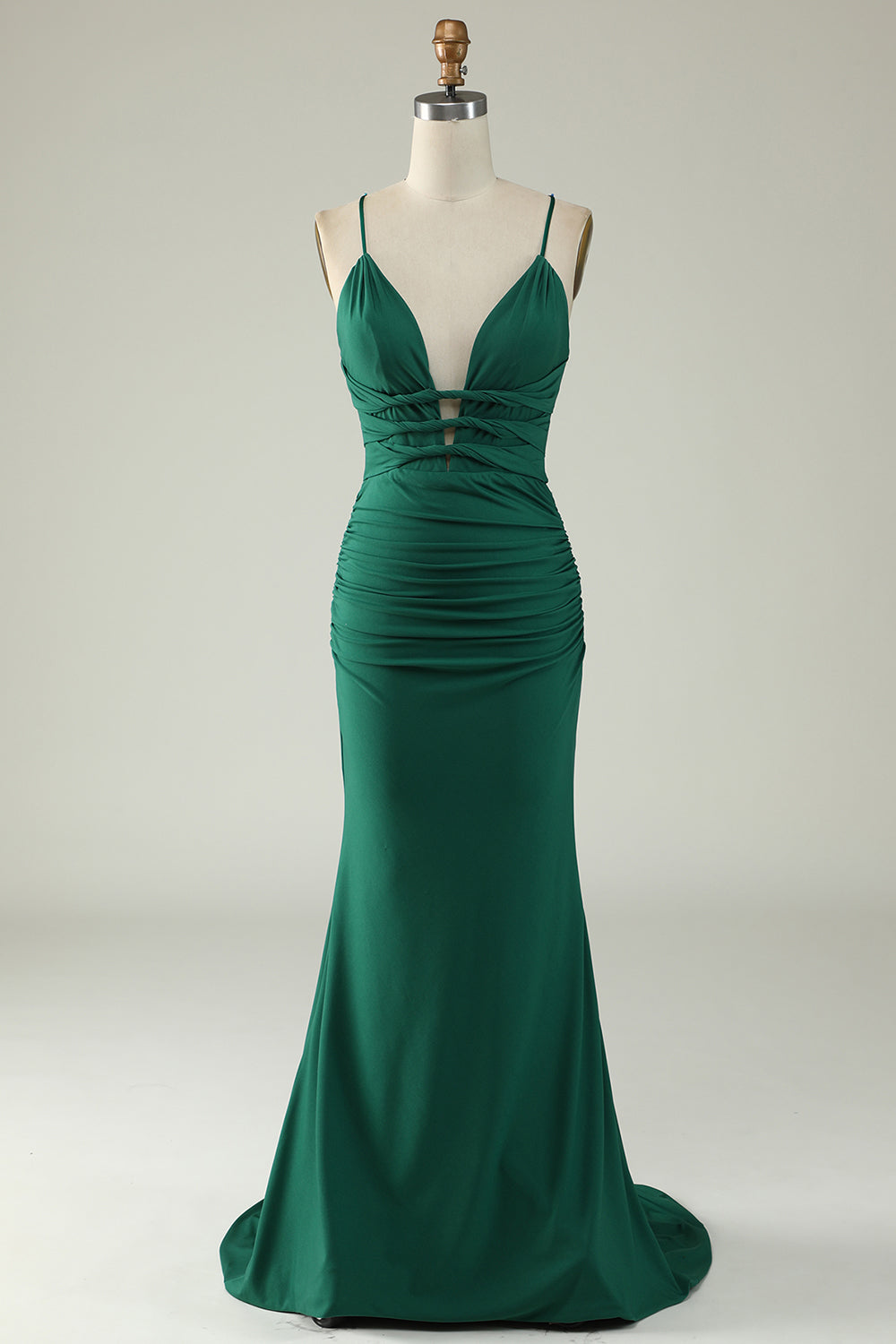 Mermaid Spaghetti Straps Royal Blue Plus Size Ball Dress with Criss Cross Back