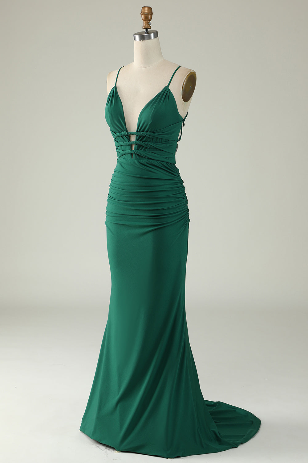 Mermaid Spaghetti Straps Royal Blue Plus Size Ball Dress with Criss Cross Back