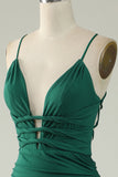 Mermaid Spaghetti Straps Royal Blue Plus Size Ball Dress with Criss Cross Back