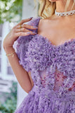 Off the Shoulder A Line Printed Cute Short Ball Dress