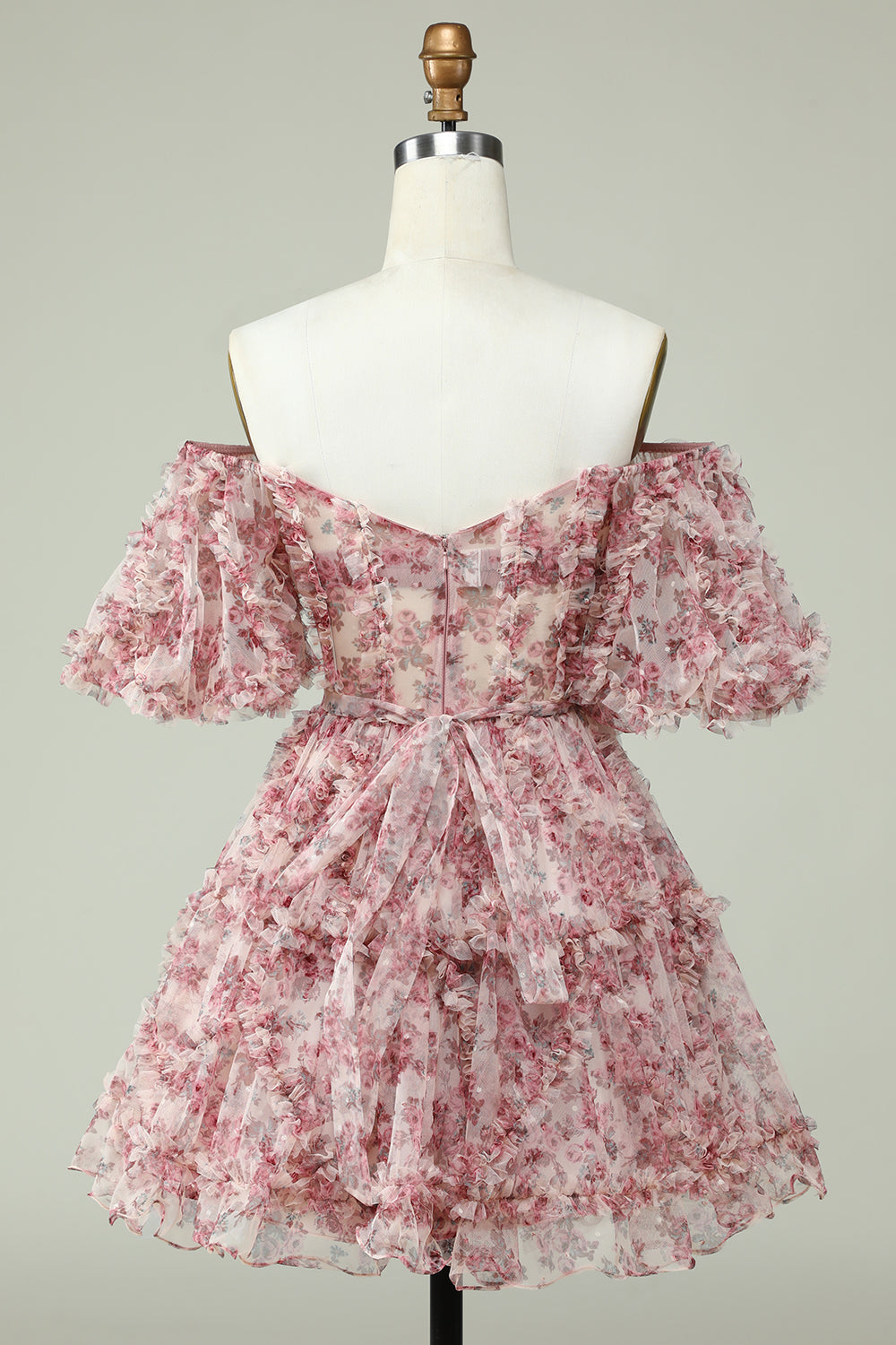 Off the Shoulder Cocktail Dress with Floral Print
