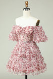 Off the Shoulder Cocktail Dress with Floral Print
