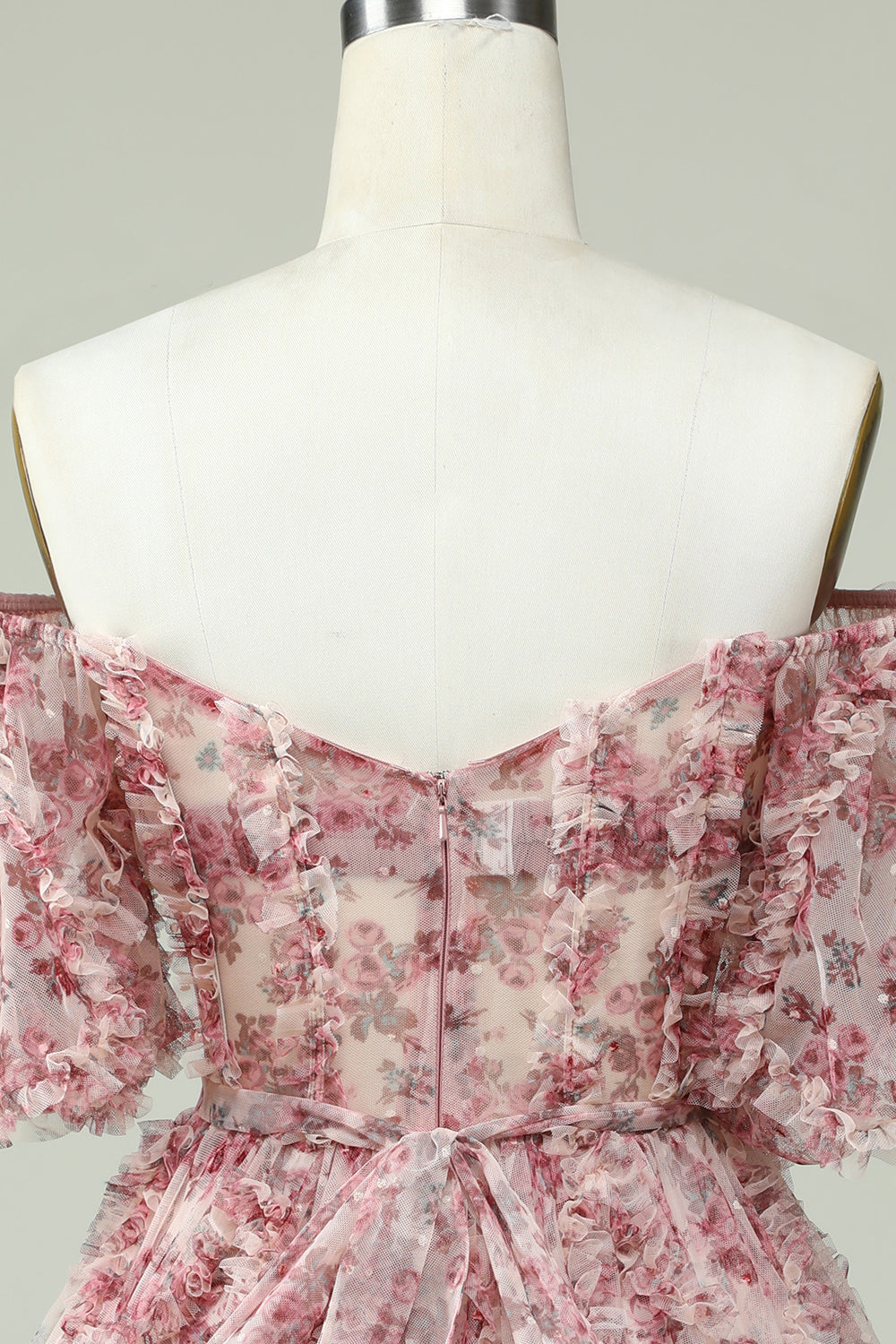 Off the Shoulder Cocktail Dress with Floral Print