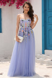 Lavender A Line Sweetheart Appliques Ball Dress with 3D Flower