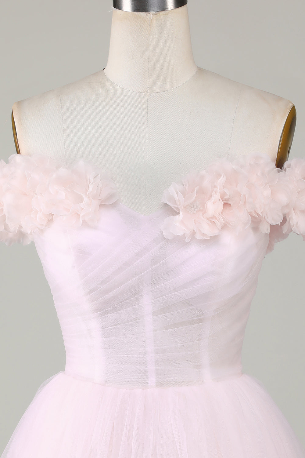 Cute A Line Off the Shoulder Pink Short Cocktail Dress with Flowers