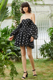 Black A Line Off the Shoulder Stars Short Cocktail Dress