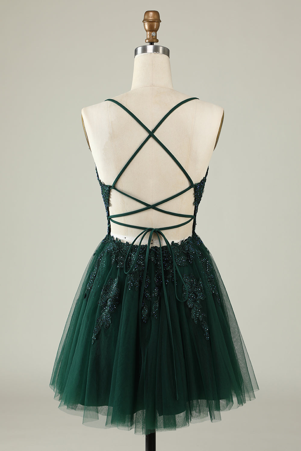 A Line Spaghetti Straps Light Purple Short Cocktail Dress with Appliques